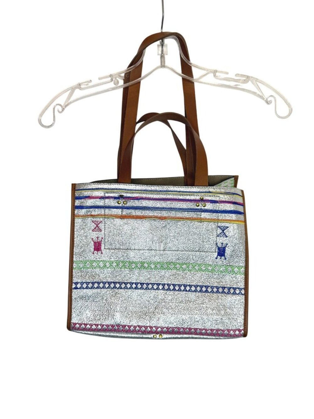Jerome Dreyfuss Leon M Broderies Tote Bag - Bro Silver NWT - Picture 8 of 13